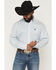 Image #1 - Cinch Men's Floral Geo Print Long Sleeve Button-Down Western Shirt, Light Blue, hi-res