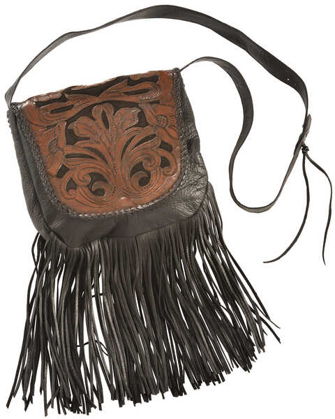 Image #1 - Kobler Leather Black Hand-Tooled Antique Finish Bag, Black, hi-res