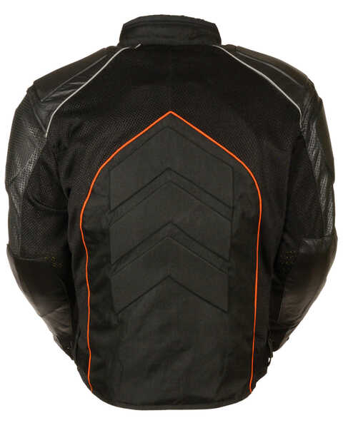 Image #3 - Milwaukee Leather Men's Combo Leather Textile Mesh Racer Jacket, Black/orange, hi-res