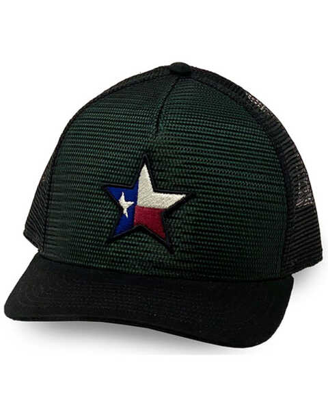 Image #1 - Oil Field Hats Men's Loden Texas Star Patch Mesh Ball Cap , Olive, hi-res