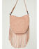 Image #3 - Montana West Women's Tooled Fringe Hobo Shoulder Bag, Dark Pink, hi-res