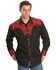 Image #1 - Scully Men's Crimson Floral Embroidery Retro Long Sleeve Western Shirt, , hi-res