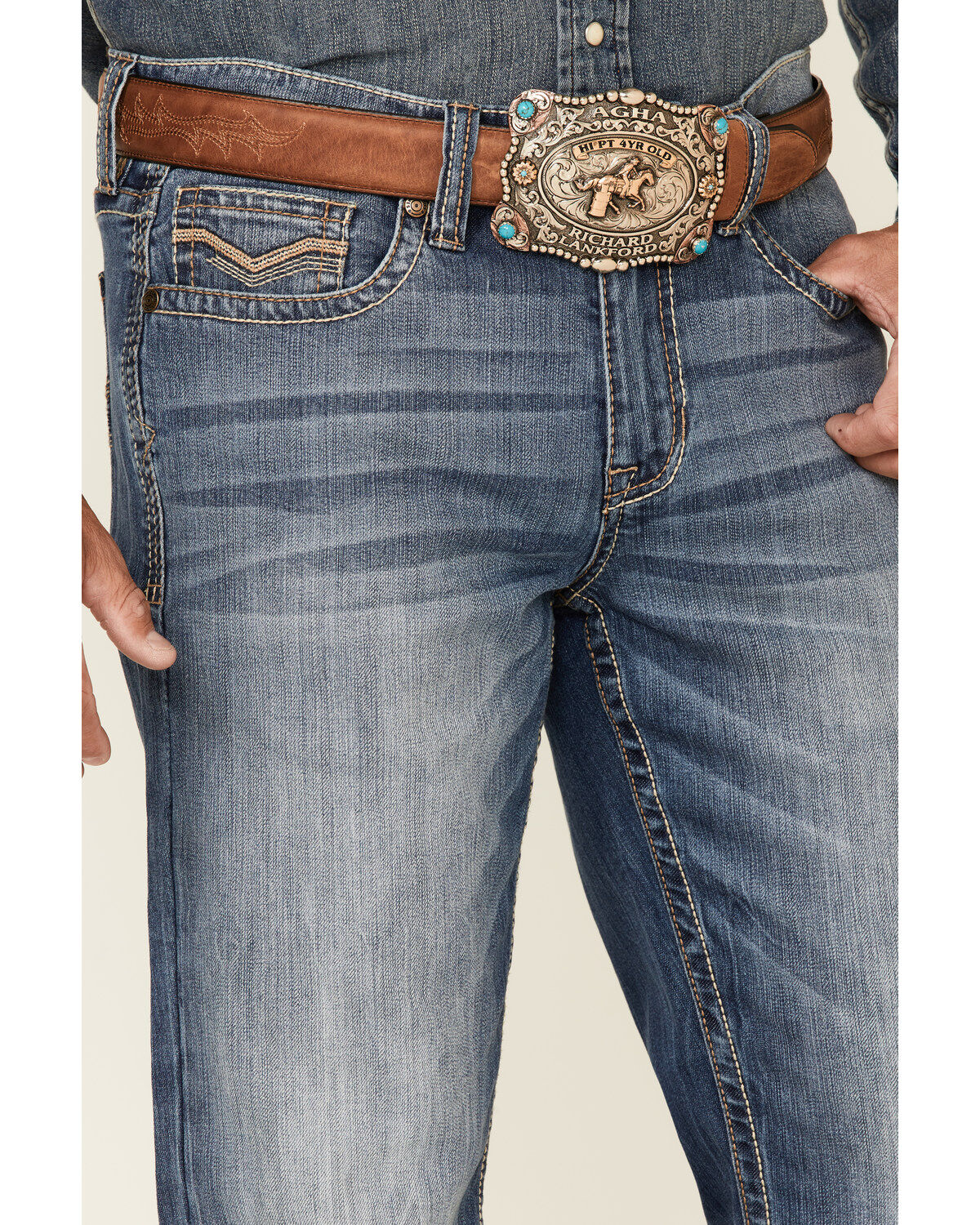 Image #2 - Cody James Men's Bullock Dark Wash Stretch Slim Straight Jeans, Blue, hi-res