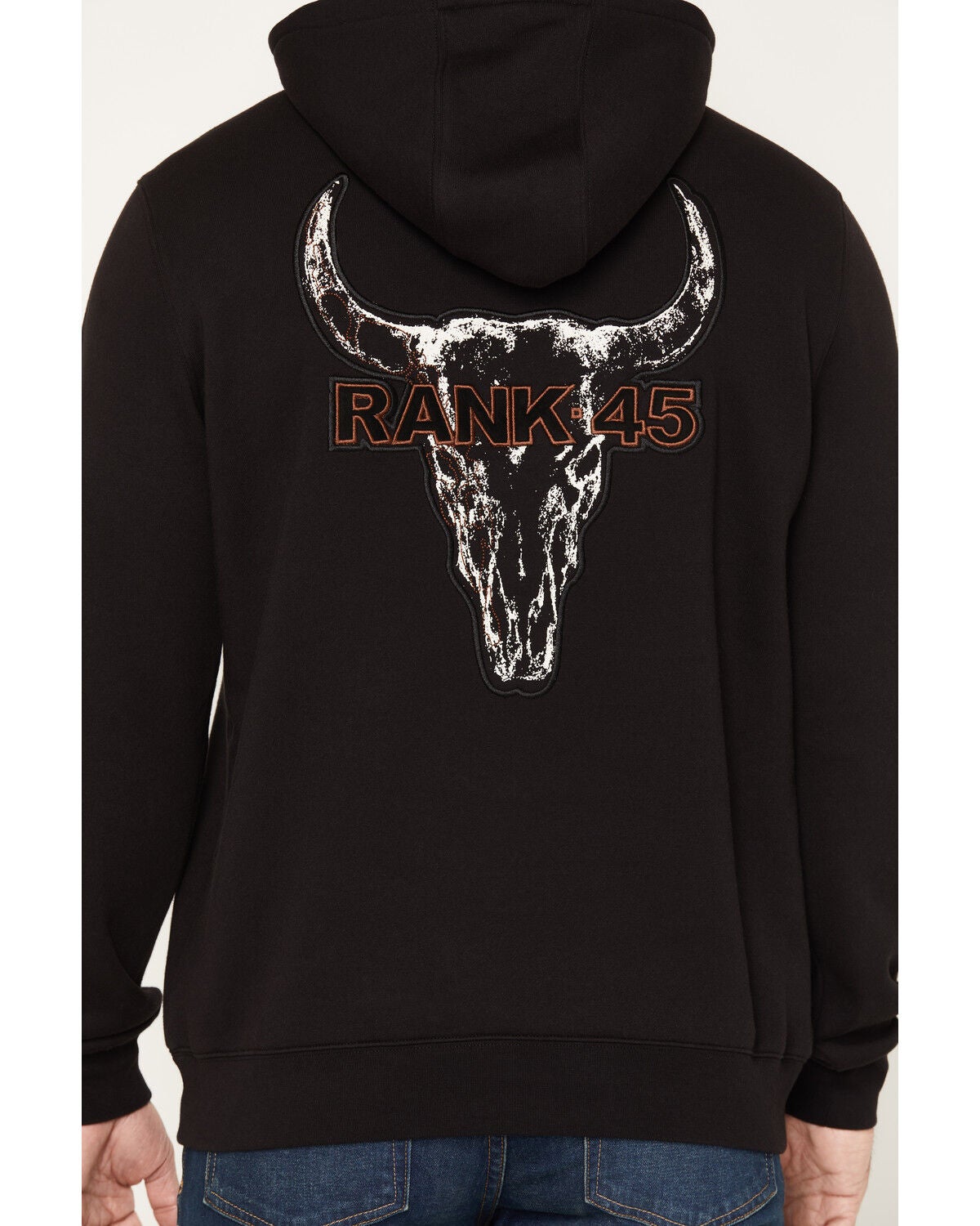 Image #4 - RANK 45&reg; Men's Desert Steer Embroidered Hooded Sweatshirt, Black, hi-res