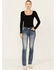 Image #3 - Miss Me Women's Dark Wash Mid Rise Stretch Bootcut Jeans, Dark Wash, hi-res