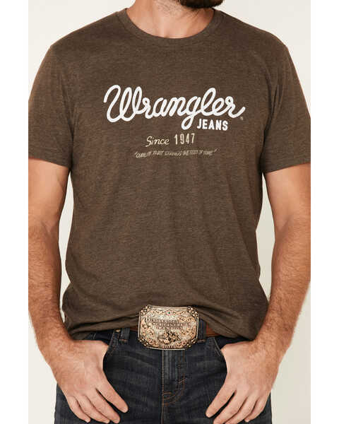 Wrangler Men's Brown Cursive Logo Graphic T-Shirt , Brown, hi-res