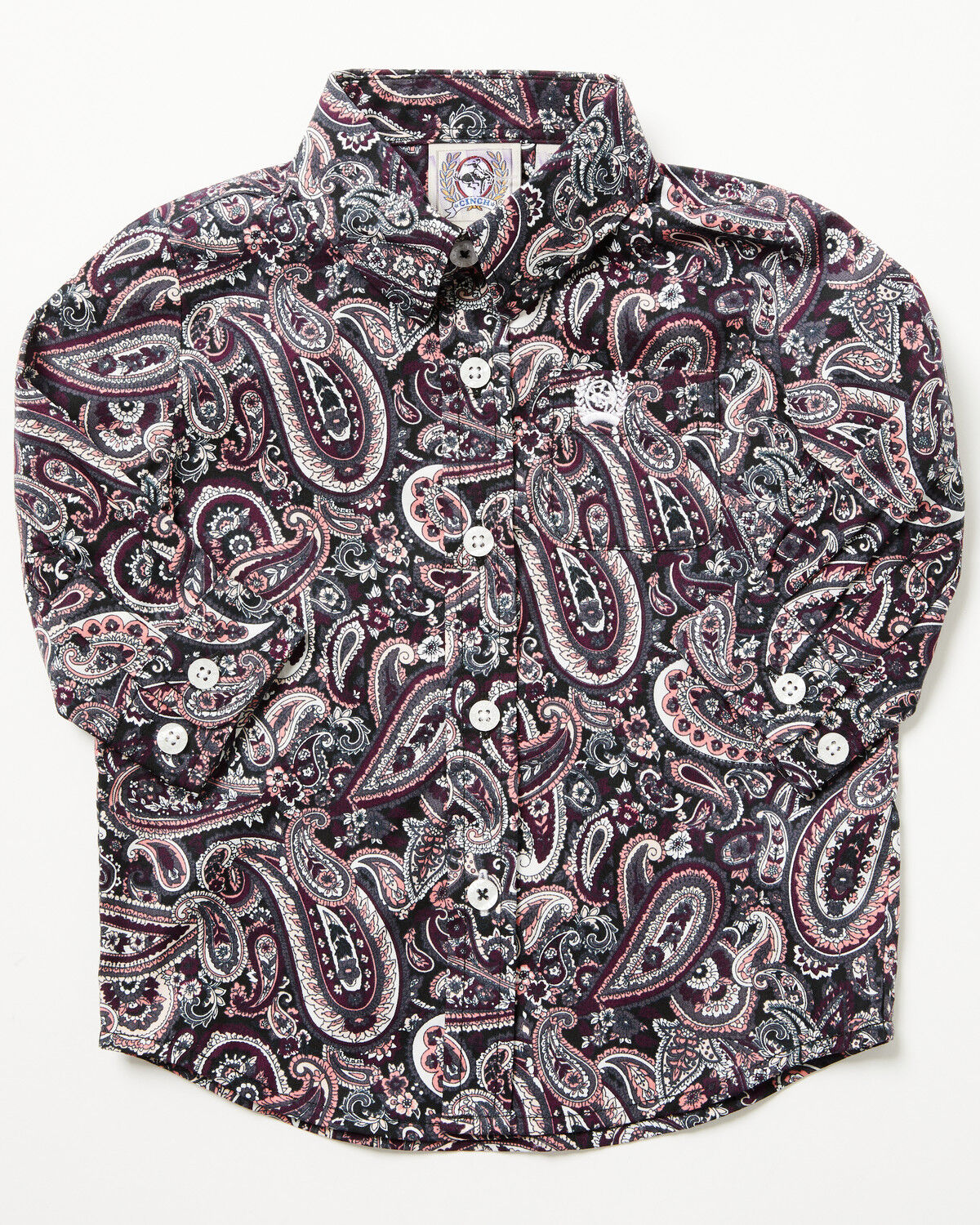 Image #1 - Cinch Infant Boys' Paisley Print Long Sleeve Button-Down Western Shirt, Purple, hi-res