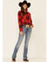 Wrangler Women's Buffalo Plaid Print Long Sleeve Snap Western Boyfriend Flannel Shirt , Red, hi-res