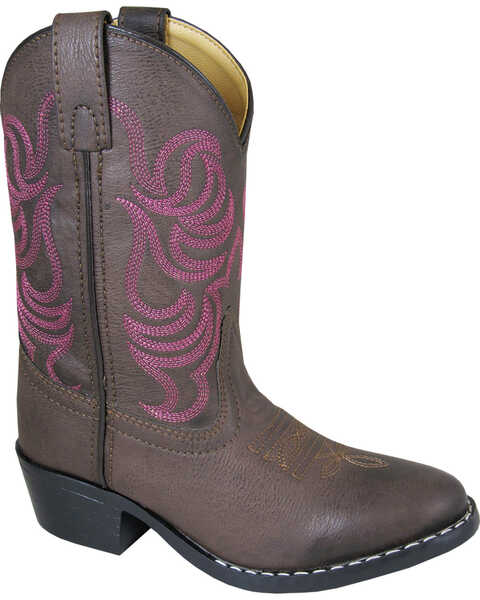 Image #1 - Smoky Mountain Toddler Girls' Monterey Western Boots - Round Toe , Brown, hi-res