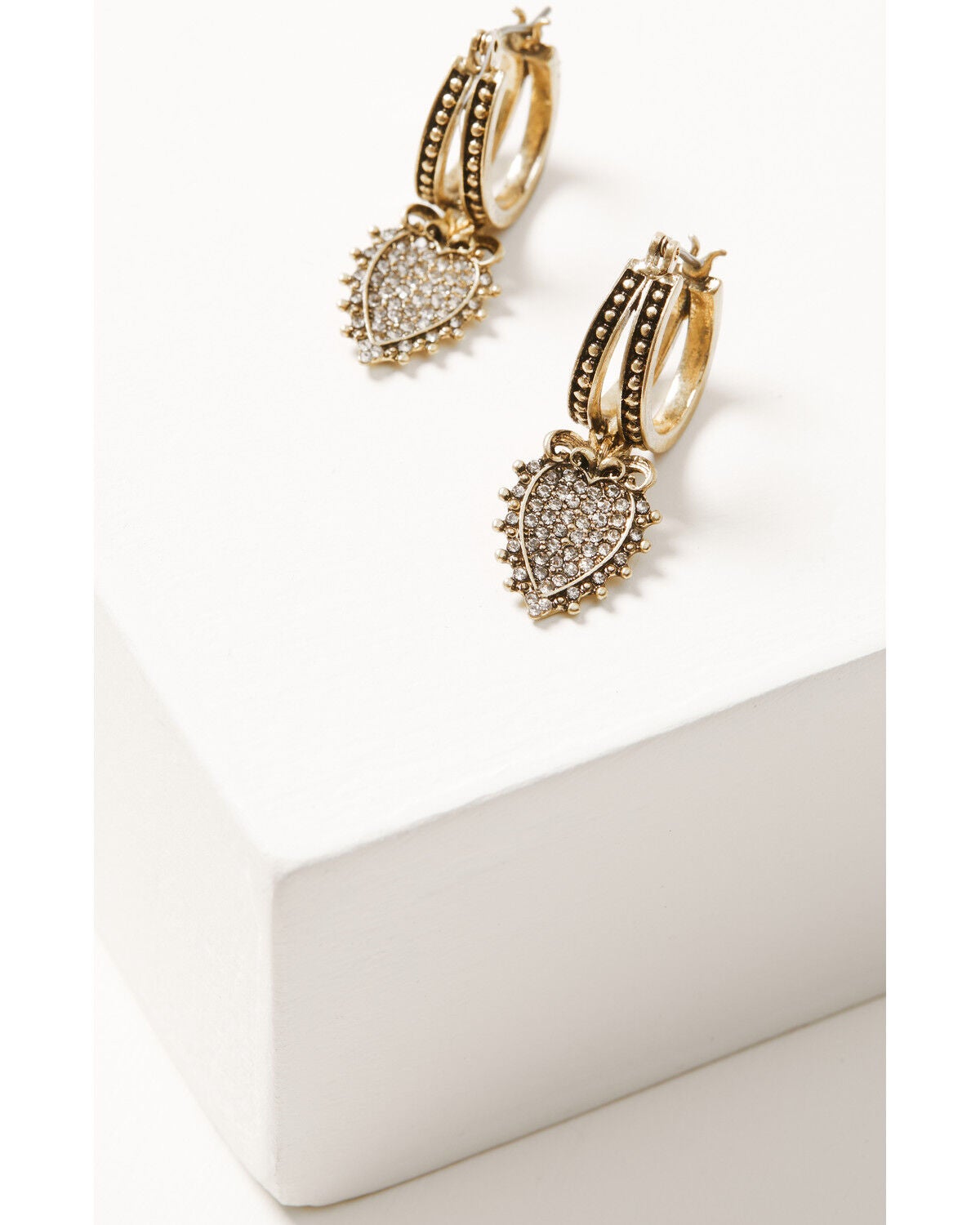 Lainey Wilson Women's Heart Hoop Earrings, Gold, hi-res