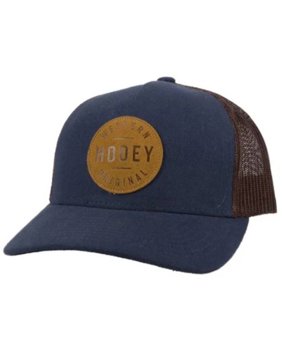 Hooey Men's Russo Circle Patch Trucker Cap, Navy, hi-res