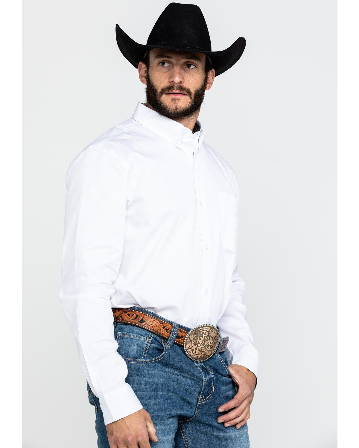 Image #5 - Cody James Core Men's White Solid Long Sleeve Western Shirt, , hi-res
