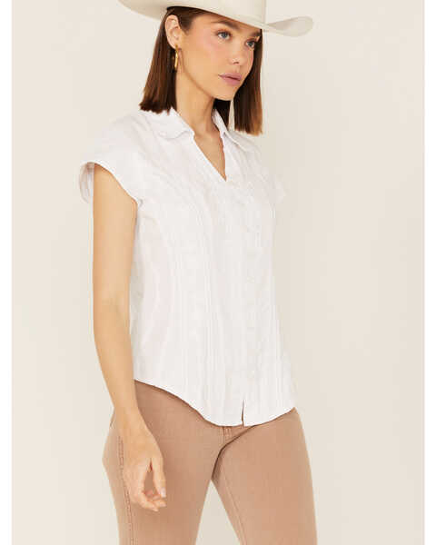 Image #1 - Scully Women's Cap Sleeve Cantina Shirt, White, hi-res