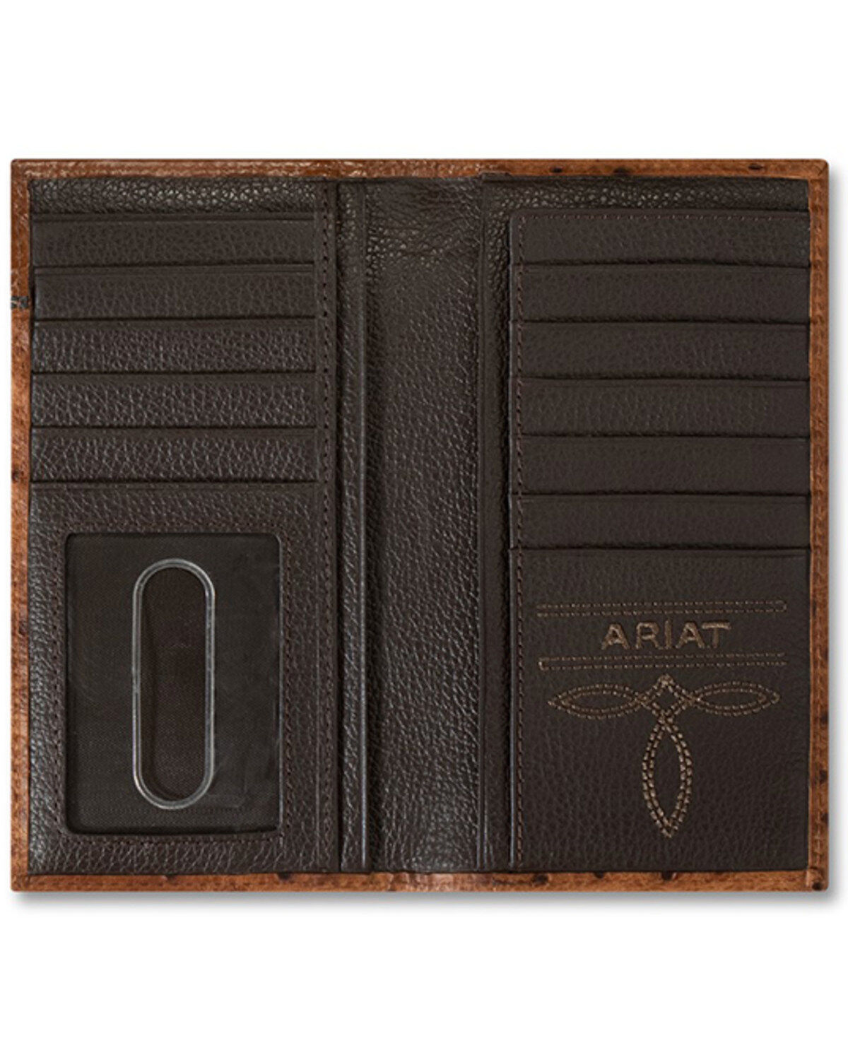 Image #2 - Ariat Men's Rodeo Ostrich Print Floral Embossed Wallet, Brown, hi-res