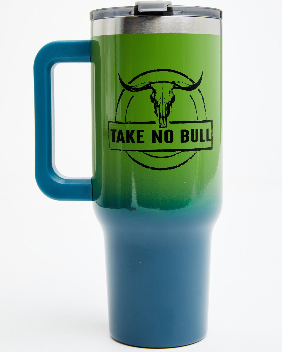 Boot Barn 40oz Take No Bull Tumbler With Handle, Green, hi-res