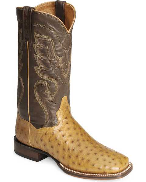 Image #1 - Dan Post Full Quill Ostrich Cowboy Certified Cowboy Boots - Broad Square Toe, , hi-res