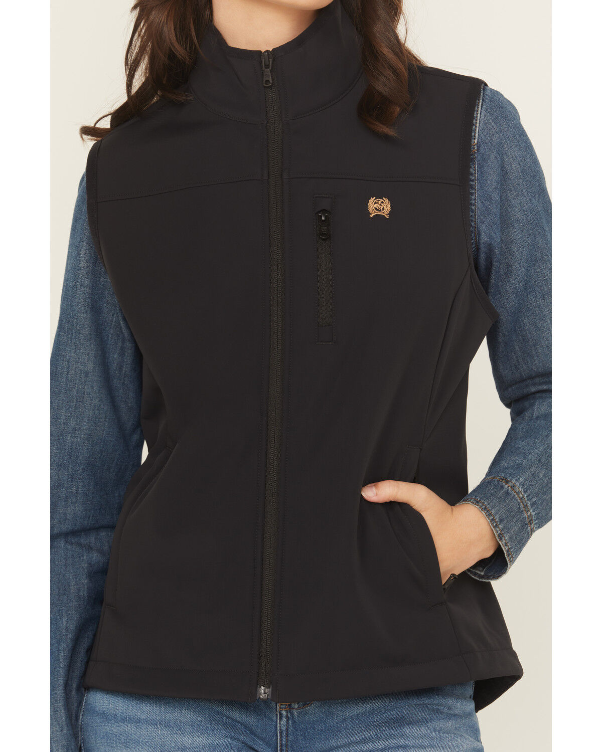 Image #3 - Cinch Women's Windproof Softshell Vest, Black, hi-res