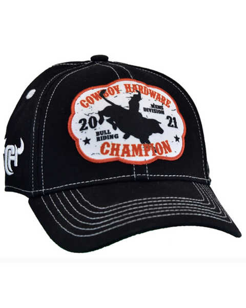 Cowboy Hardware Boys' Champion Buckle Patch Solid-Back Ball Cap , Black, hi-res