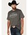 Justin Men's Hexagon Logo Graphic T-Shirt, Heather Grey, hi-res