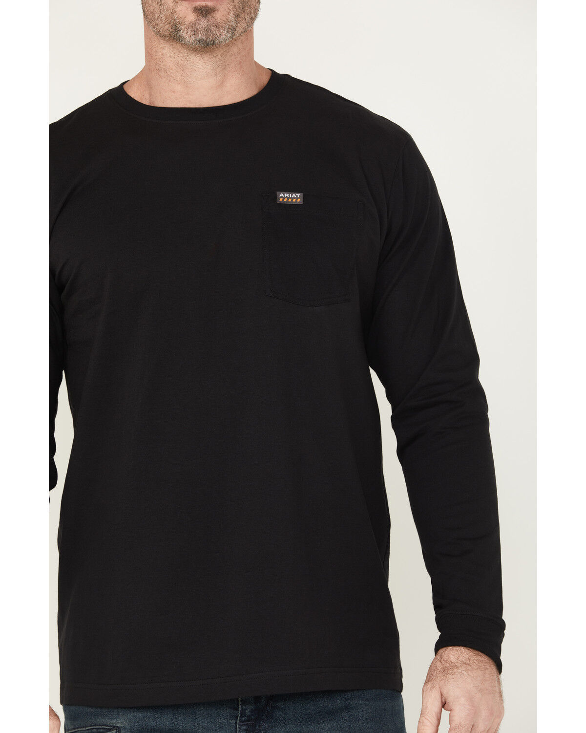 Image #4 - Ariat Men's Rebar Cotton Strong Hardhead Long Sleeve T-Shirt, Black, hi-res