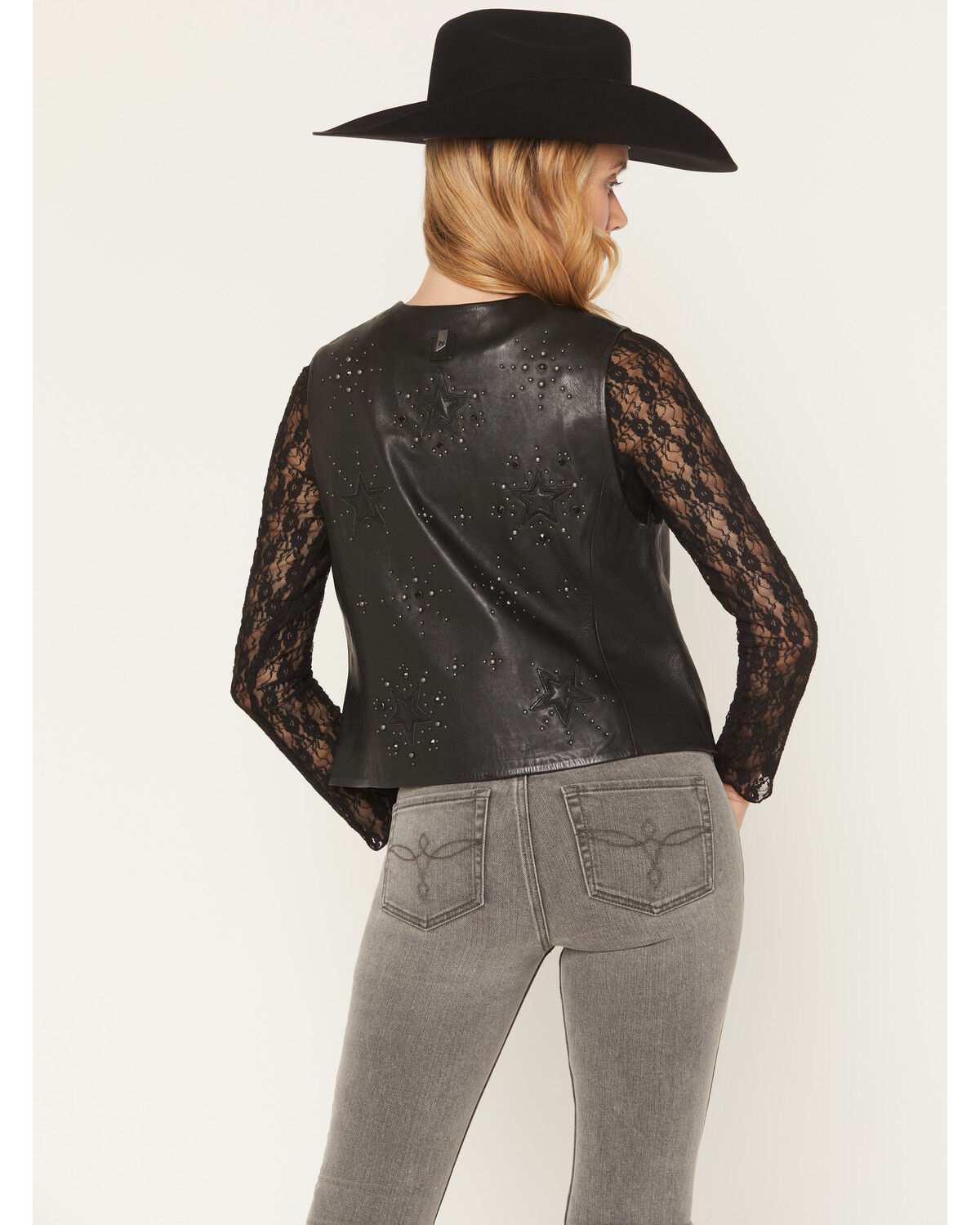 Image #4 - Mauritius Leather Women's Boot Barn Exclusive Star Studded Button Front Vest, Black, hi-res