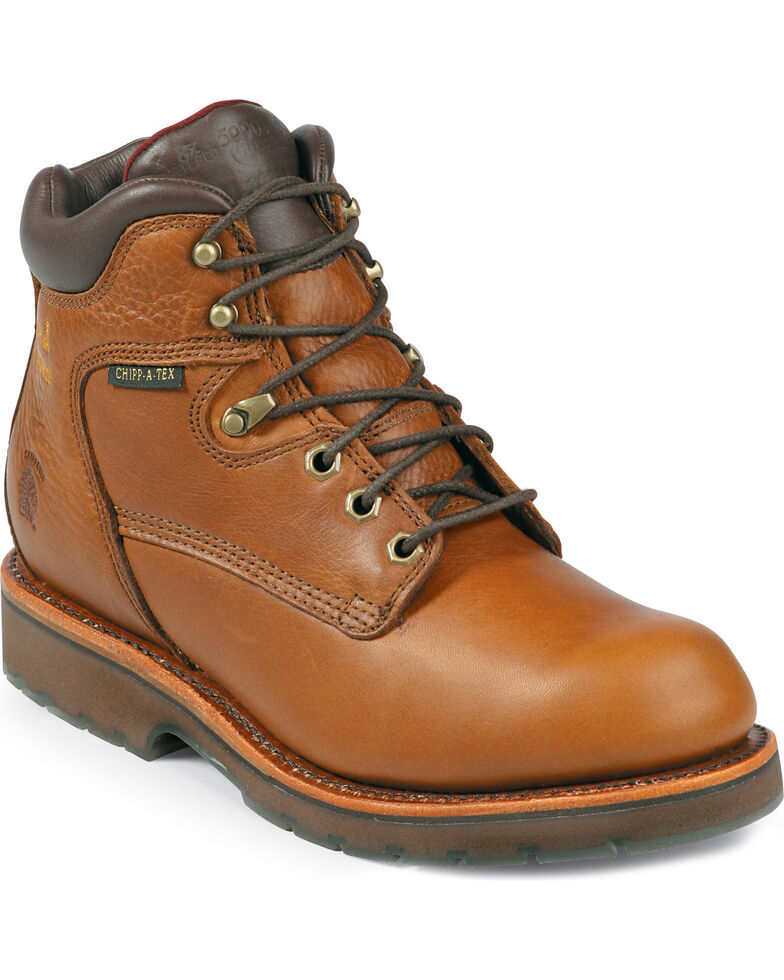 Chippewa Waterproof 6" Lace-Up Work Boots - Steel Toe, Tan, hi-res