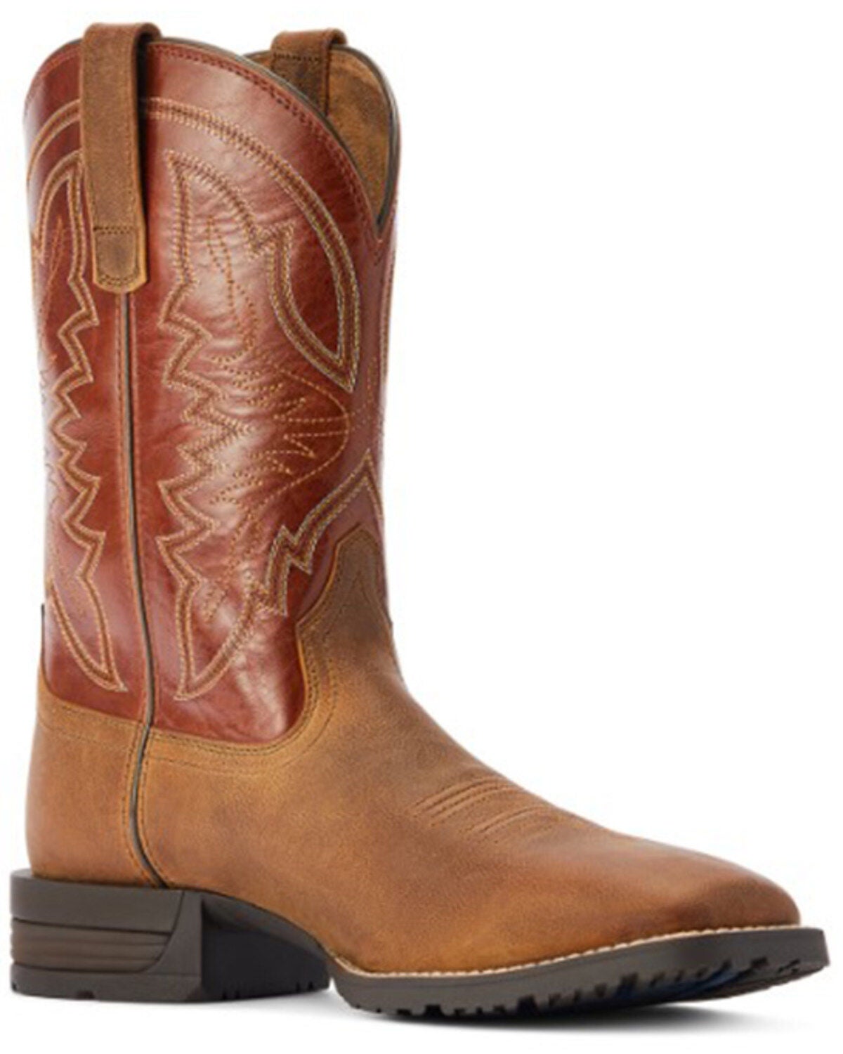Ariat Men's Hybrid Ranchwork Shock Shield Western Performance Boots - Broad Square Toe, Brown, hi-res