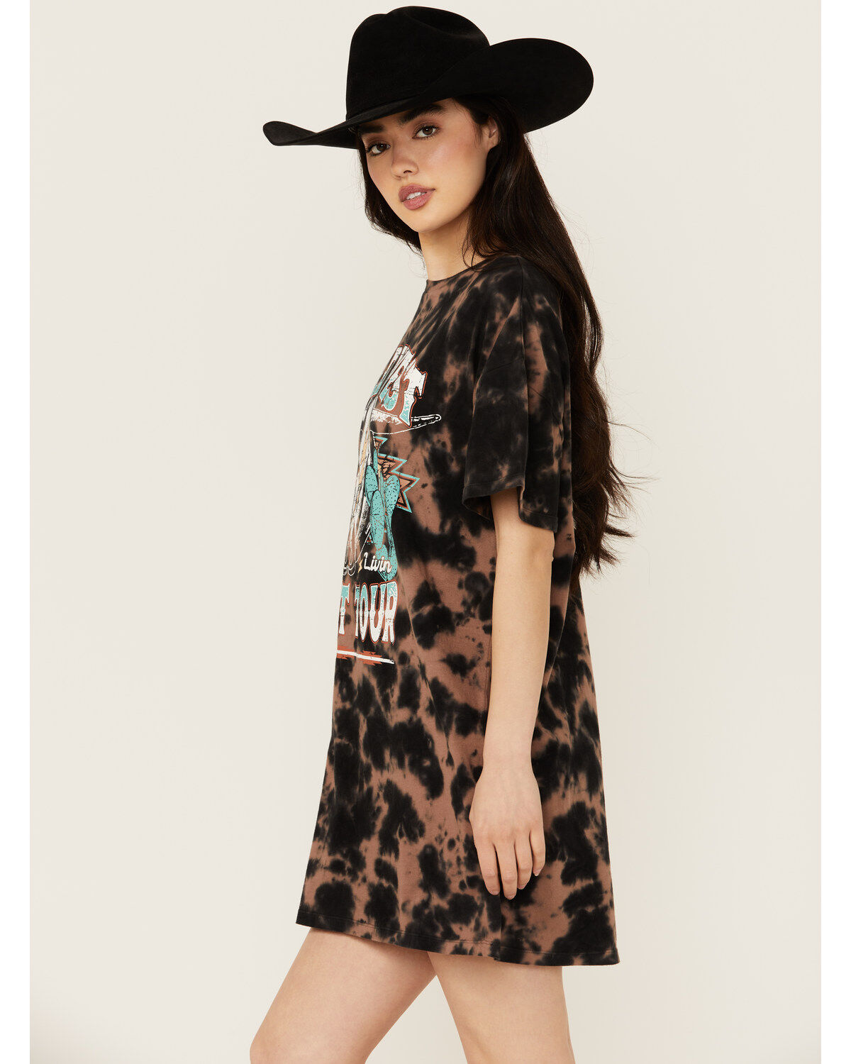 Image #2 - Rock & Roll Denim Women's Tie Dye Graphic Mini Shirt Dress, , hi-res