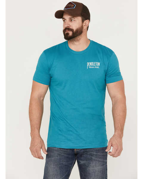 Pendleton Men's Original Western Logo Graphic Short Sleeve T-Shirt , Teal, hi-res