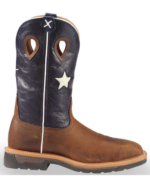 Image #2 - Twisted X Men's 12" Lite Cowboy Flag Steel Toe Work Boots, Brown, hi-res