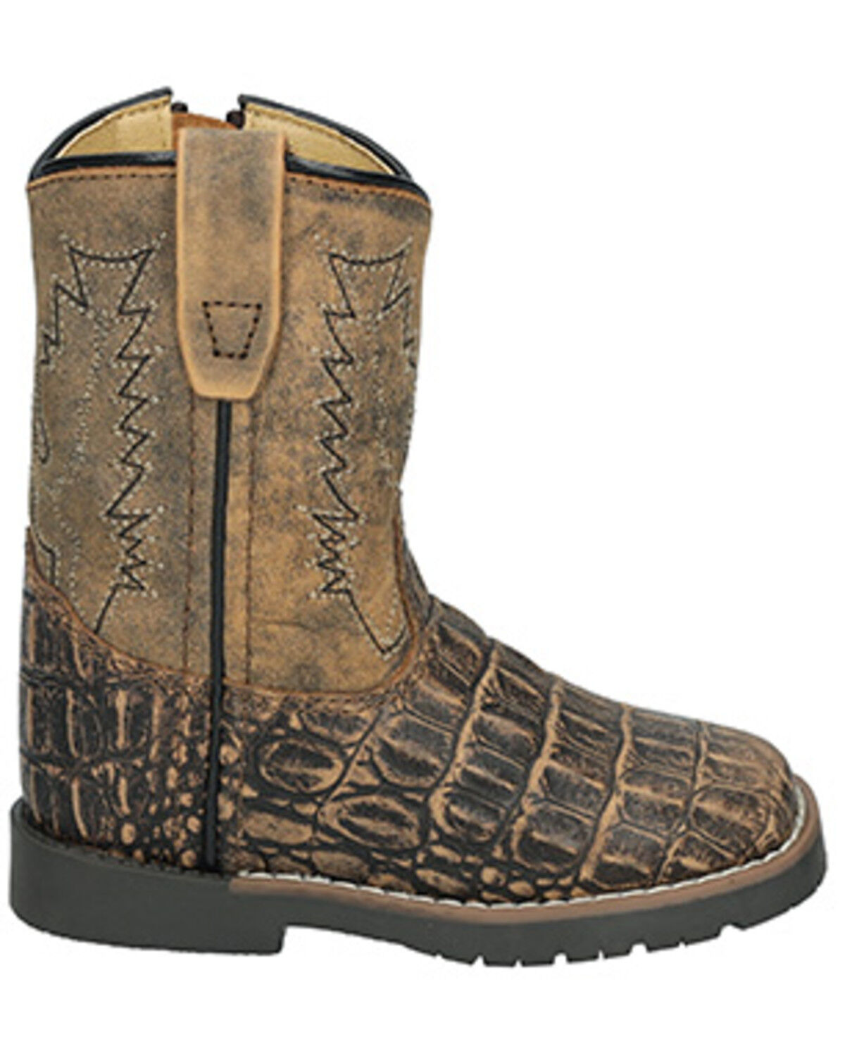 Image #2 - Smoky Mountain Toddler Boys' Autry Caiman Print Western Boots - Broad Square Toe, Black, hi-res
