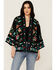 Image #1 - Johnny Was Women's Embroidered Cropped Kimono, Black, hi-res