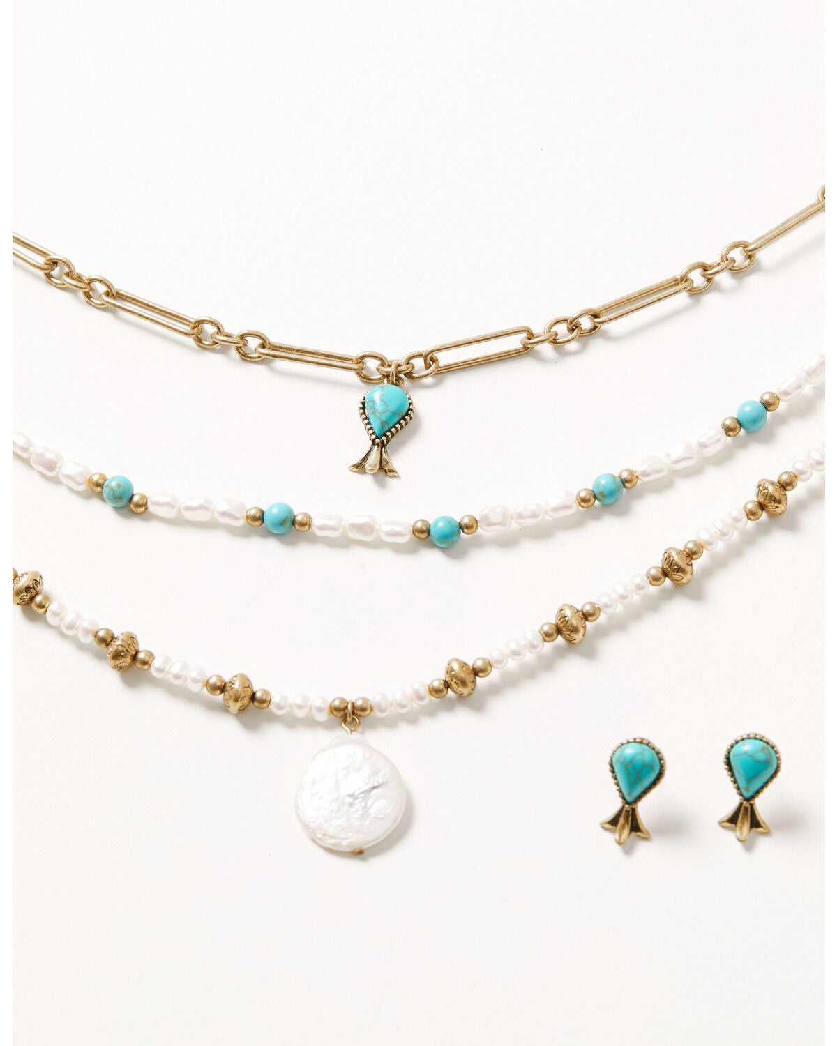 Image #1 - Shyanne Women's Western Romance Layered Necklace Jewelry Set - 2 Piece, Gold, hi-res