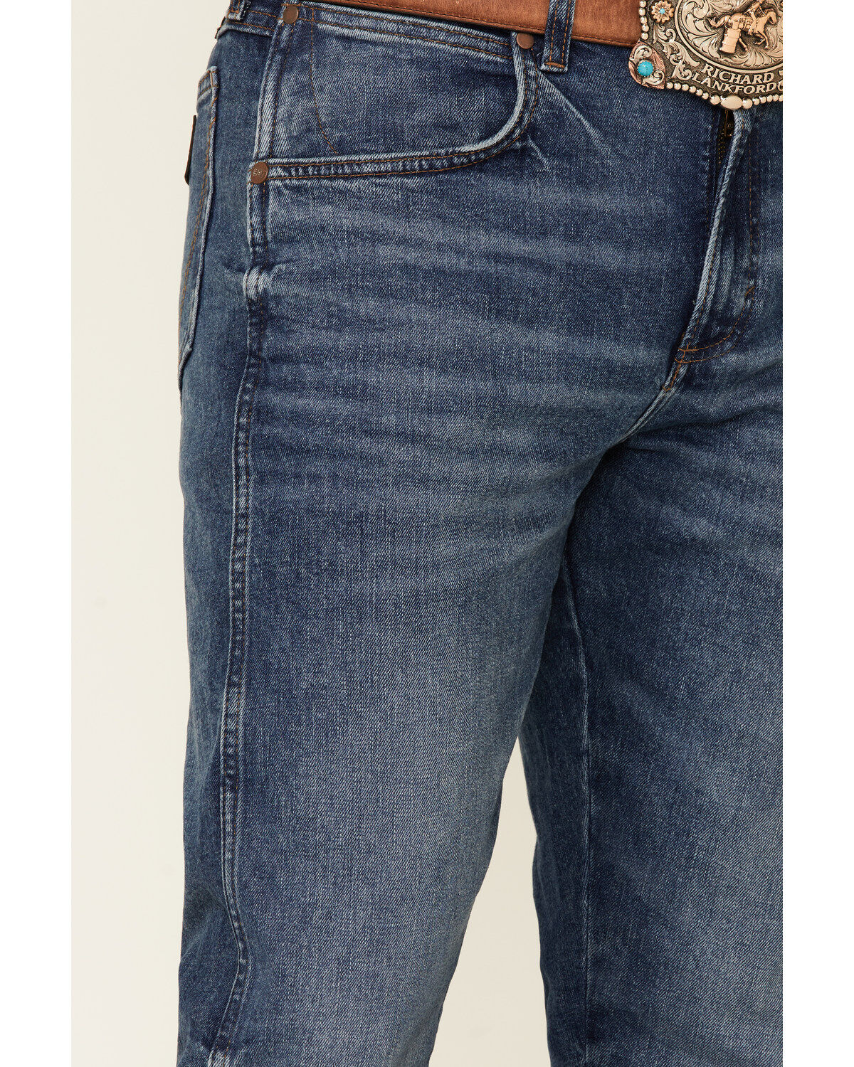 Image #2 - Wrangler Retro Premium Men's Haze Medium Wash Stretch Slim Bootcut Jeans, Blue, hi-res