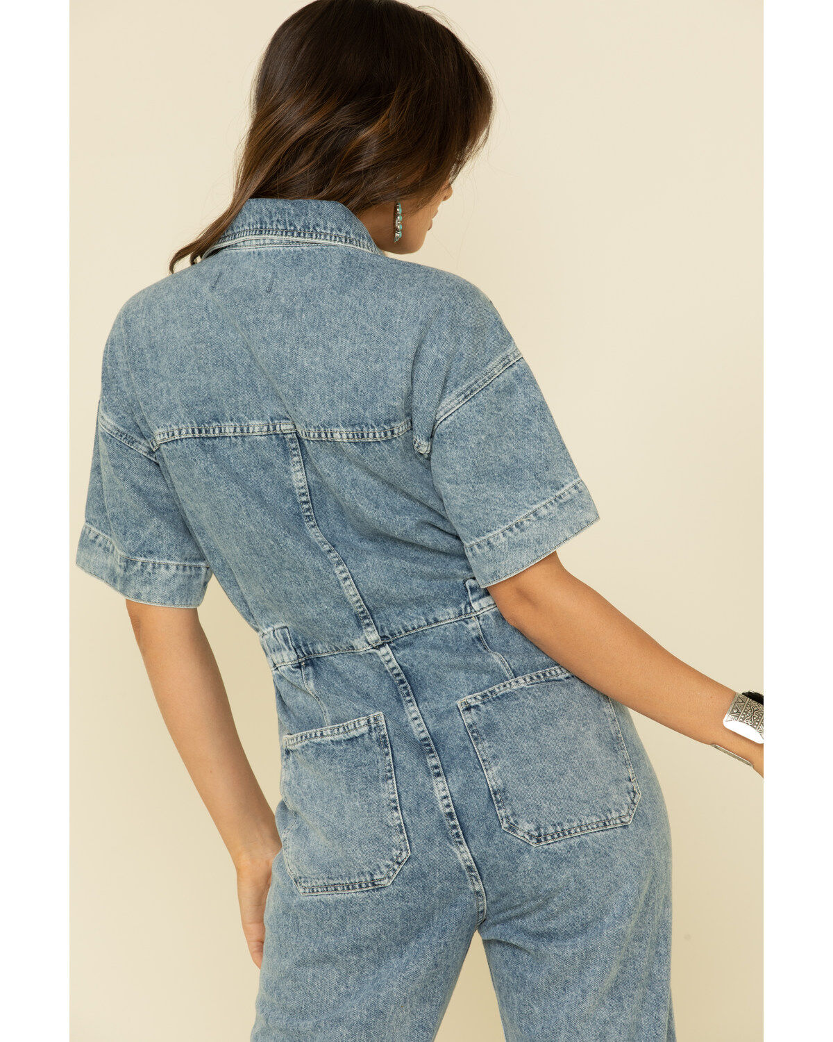 free people jean jumpsuit
