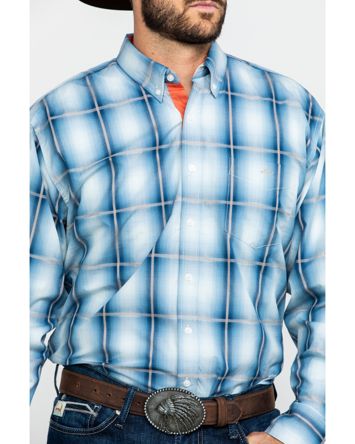 Image #4 - Resistol Men's Heitmiller Ombre Large Plaid Long Sleeve Western Shirt, , hi-res