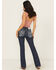 Image #1 - Miss Me Women's Dark Wash Mid Rise 32" Bootcut Stretch Denim Jeans, Dark Wash, hi-res