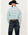 Image #4 - Ariat Men's Jefferson Southwestern Striped Long Sleeve Button-Down Western Shirt, Turquoise, hi-res