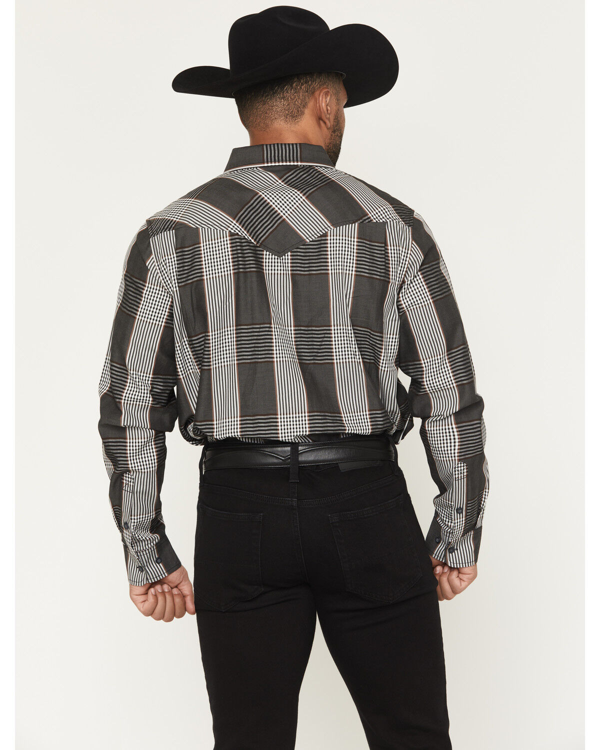 Image #4 - Cody James Black 1978™ Men's Ace Plaid Print Long Sleeve Button-Down Western Shirt, Charcoal, hi-res
