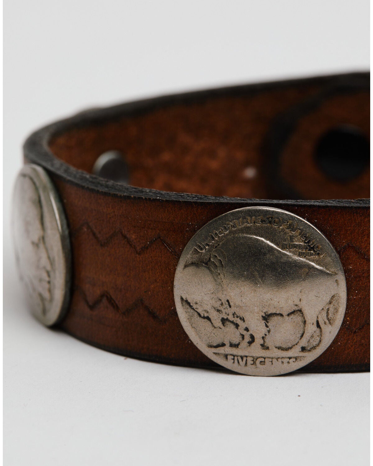 Image #3 - Paige Wallace Men's Nickel Leather Bracelet, Brown, hi-res