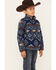Wrangler Boys' Southwestern Print Sherpa Quarter-Zip Jacket, Blue, hi-res