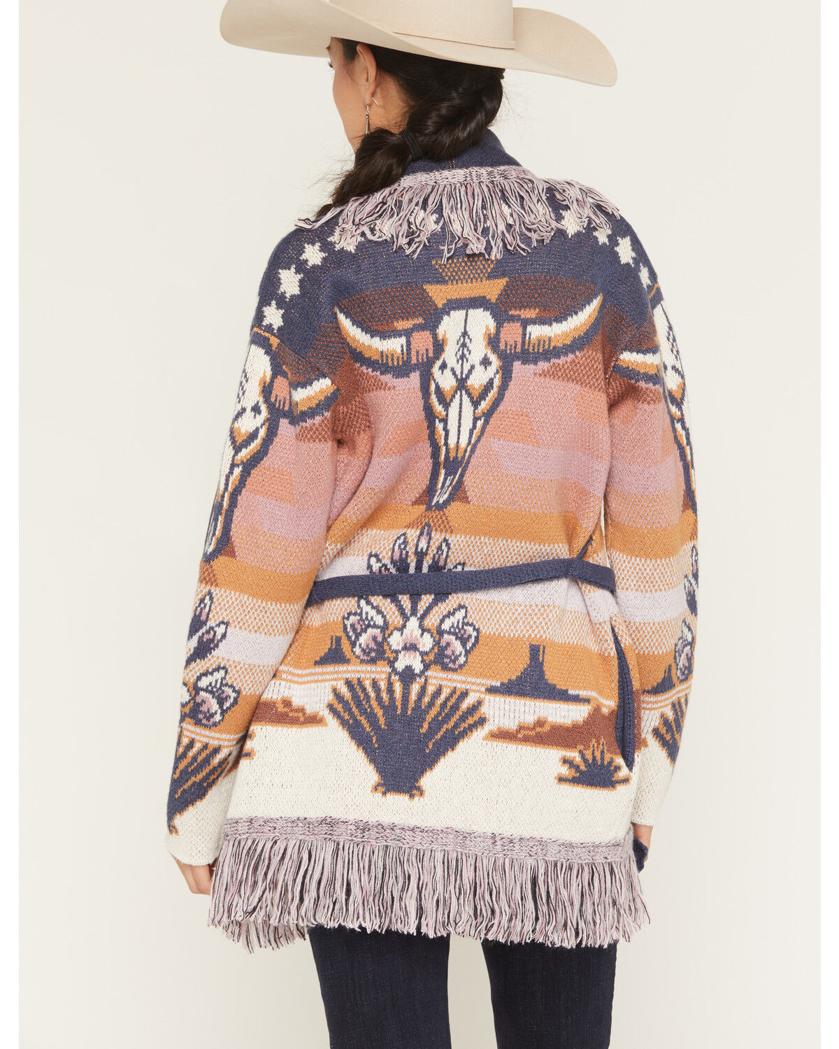 Image #4 - Idyllwind Women's Skyview Scenic Steerhead Cardigan, Dark Blue, hi-res