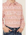 Image #3 - Panhandle Girls' Southwestern Print Long Sleeve Pearl Snap Western Shirt, Pink, hi-res