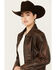 Image #2 - Cripple Creek Women's Concho Back Leather Jacket, Brown, hi-res