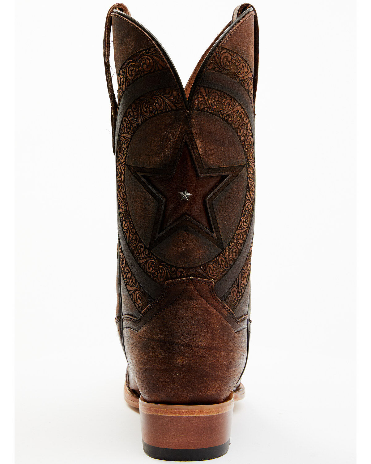 Image #5 - Dan Post Men's Embossed Star & Studded Basketweave Western Leather Boots - Snip Toe, Brown, hi-res