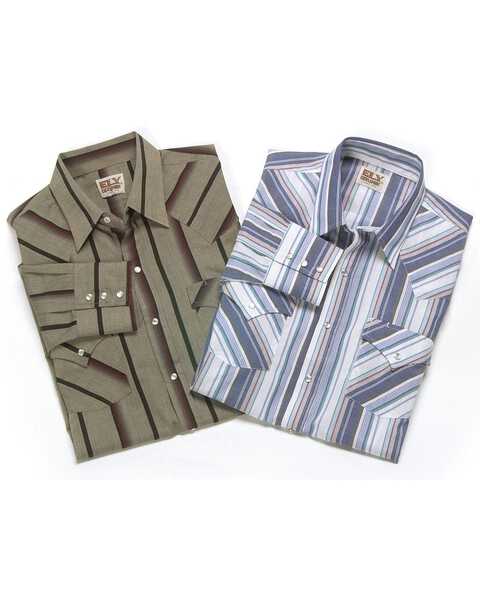 Ely Walker Men's Assorted Long Sleeve Western Shirt - Big & Tall, Stripe, hi-res