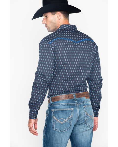 Image #2 - Cowboy Hardware Men's Diamond Print Long Sleeve Western Shirt , , hi-res