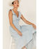Molly Bracken Women's Ruffle Trim Cross Back Maxi Dress, Light Blue, hi-res