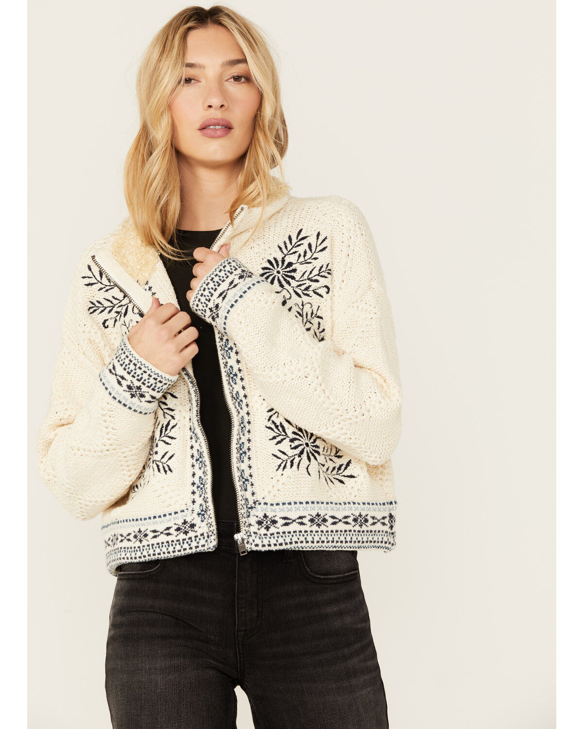 Image #2 - Free People Women's Floral Print True Cardigan, Cream, hi-res