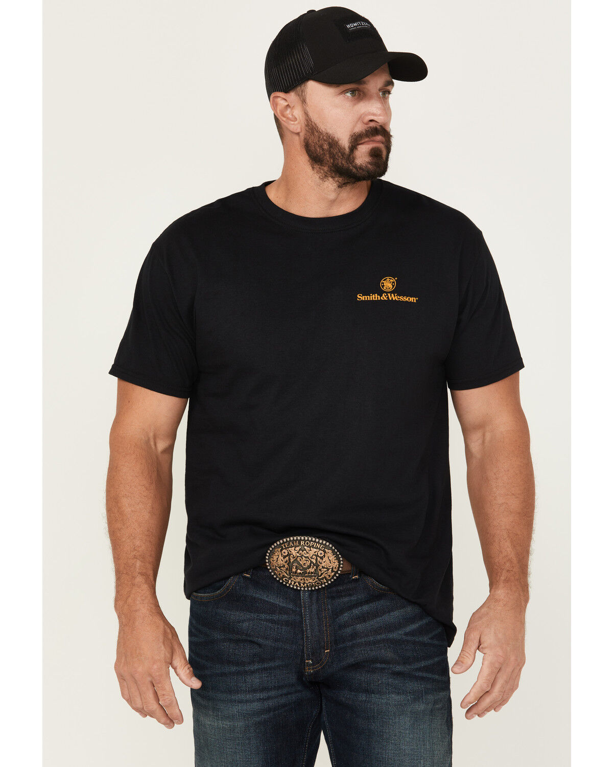 Image #2 - Smith & Wesson Men's Vintage Western Sign Logo Short Sleeve Graphic T-Shirt, Black, hi-res